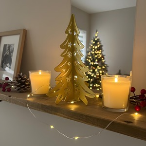 Golden Metal Christmas <b>Tree</b> Decor Foldable Standing Indoor Holiday Decoration Pine Shape <b>with</b> Cutout Patterns From India - Product Image 4