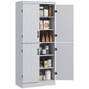 Dispensa da Cucina Indipendente a 4 Ante, 178 cm, con 6 Ripiani Regolabili, Armadio Contenitore per Soggiorno, Grigio - Product Image 1