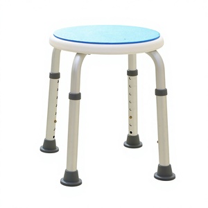 KS Aluminum Alloy Shower <b>Stool</b> Blue Non Slip Seat For Elderly And Pregnant Woman Round Adjustable Height <b>Bathroom</b> Safety Equipm - Product Image 2