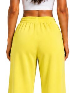 Pantalon de jogging ample taille haute jaune citron pour femme, personnalisé par le fabricant, style décontracté pour le quotidien - Product Image 5