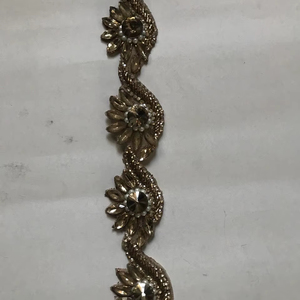 Lujoso y Elegante Encaje Floral Barroco 3D Bordado a Mano con Lentejuelas Doradas y Microperlas sobre Tul Transparente, Regalos Jk - Product Image 1