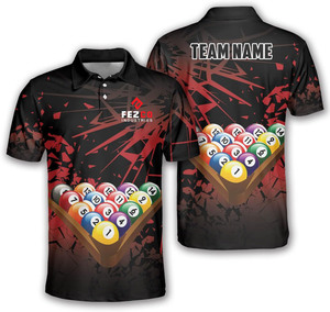 Camisa de Polo de Billar para Hombre, Manga Corta, Diseño Estampado de Bolas de Billar, Informal, Tejido de Poliéster, Secado Rápido - Product Image 1