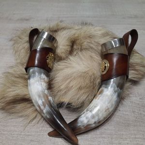 Luxury Leather <b>Wrapped</b> Horn Set - Product Image 1