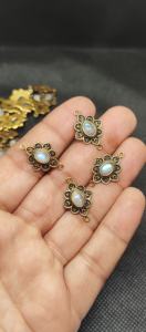 Connecteurs de breloques en pierre de lune bleue naturelle de qualité supérieure, plaqués or, pour la fabrication de bijoux, pour femmes, pour les soirées - Product Image 5