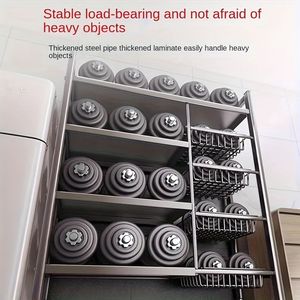 Scaffale Mobile da Cucina a 4 Livelli con 3 Cestelli in Acciaio al Carbonio e Ruote Scorrevoli Universali - Product Image 6