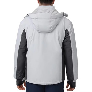 Veste de ski et de snowboard pour homme, imperméable, coupe-vent, gris clair, isolée, à capuche, avec protège-poignets, isolation synthétique - Product Image 4
