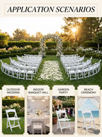 Chaises de réception pliantes et empilables en résine plastique résistantes aux intempéries avec structure en acier, anti-UV et antidérapantes pour événements et locations