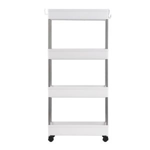 Carrello portaoggetti a 4 ripiani sottile, mobile, scorrevole, per cucina e bagno, rettangolare - Product Image 2