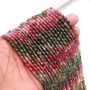 Perles facettées en tourmaline pastèque naturelle, multicolores, en forme de goutte, 15 pouces, 56 carats, pour la fabrication de bijoux, vente en gros - Product Image 4