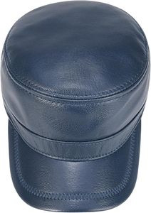 Unisex PU Leather <b>Flat</b> Cap Solid Color Casual Fitted <b>Hat</b> for Adults 56-58CM Multi-Panel Design - Product Image 5