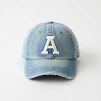 Casquette Snapback en jean bleu clair 5 panneaux avec boucle métallique réglable unisexe, chapeau décontracté toutes saisons en toile classique