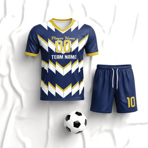 Uniforme de Fútbol para Adultos de Alta Calidad, Ligero, 100% Poliéster, con Rayas y Apliques, Camiseta y Pantalones Cortos de Fútbol - Product Image 6