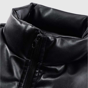 เสื้อแจ็คเก็ตหนัง PU ทรงพองสไตล์แฟชั่นสำหรับผู้หญิง - Product Image 5