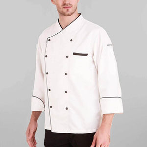 Conjuntos de Uniformes de Chef Personalizados para Hombre, de Lona, Poliéster y Algodón, con Manga Corta y Cierre de Botones, para Personal de Restaurantes y Bares - Product Image 5