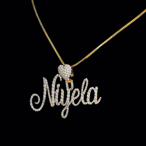 Collar con nombre personalizado de plata y moissanita, colgante de corazón con diamantes, joyería hip hop personalizada, regalo para mujer - Product Image 4