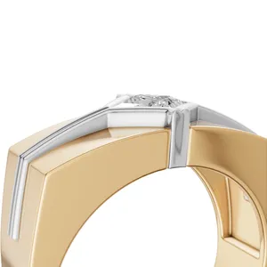 Anillo de Diamantes Urban Crest para Hombre, Corte Princesa, Diamante Cultivado en Laboratorio, Oro Amarillo de 18K, 1 Diamante, Anillo de 1 Pieza para Exportación - Product Image 5