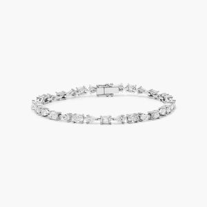 Lab-Grown Diamond Emerald-Cut Filled Fancy Array Luxury Tennis <b>Bracelet</b> in 14K Yellow Gold - Product Image 3