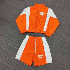 Custom Windbreaker Nylon Tracksuits Color Blocking Track Jacket Windbreaker Nylon Waterpoof Hoodie Jackets Shorts <b>Set</b> Men - Product Image 1