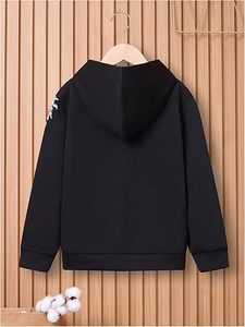 Sudadera con Capucha para Hombre con Estampado de Dragón Negro, Sudadera Holgada de Punto con Mezcla de Algodón, Ropa Casual de Otoño - Product Image 2