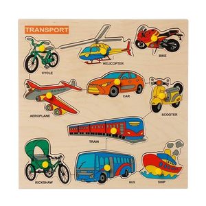 Plateau de jeu éducatif en bois coloré pour enfants avec poignées, formes 3D, sur des thèmes captivants, pour améliorer la mémoire - Product Image 1