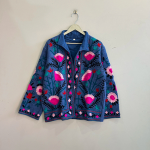 Veste en velours Suzani brodée à la main, couleurs assorties, pour femme, cadeau pour elle - Product Image 1
