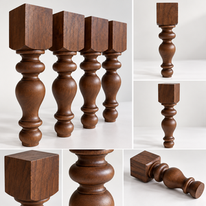 Patas de Sofá de Madera Torneada Personalizadas OEM, Patas Decorativas de Madera Maciza para Sofá, Sillón y Otomana - Product Image 5