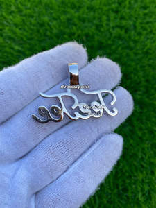 Trendy Rhodium 925 <b>Silver</b> Iced Cursive Script Personalized Name Fine Pendants <b>Necklace</b> Custom Letters Lab Grown Diamonds Charms - Product Image 6