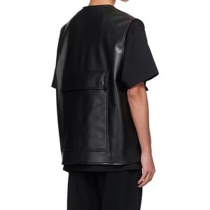 Chaleco de Cuero para Hombre de Alta Calidad, Corte Ajustado, Piel de Oveja Genuina, Estilo Motero, Suave y Liso, Prenda de Moda Otoñal para Hombre - Product Image 4