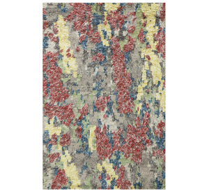 Hand-Knotted <b>Wool</b> Rug Minimalist Floral Pattern Non-Slip Low Pile Red/<b>Yellow</b>/Blue - Product Image 3