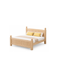 Solid Teak <b>Wood</b> Platform <b>Bed</b> Queen Size Traditional Design Pine <b>Wood</b> Frame Assemblable Bedroom Furniture Natural Finish - Product Image 3