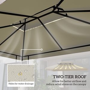 Telo di Ricambio Moderno a 2 Livelli con Protezione UV per Gazebo da Giardino/Patio 13x10ft, Bianco Crema, per Applicazioni in Cortile - Product Image 4