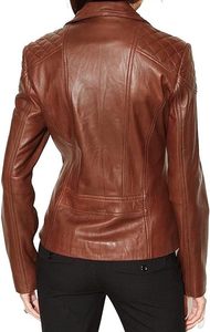 Chaquetas de Cuero Genuino Acolchadas Marrones Estilo Bomber para Mujer, Venta al Por Mayor, Alta Calidad, Colores Personalizados con Logotipo, OEM, Teñidas - Product Image 5