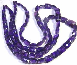 Cuentas facetadas de amatista de primera calidad, hilo de 16.5'' de amatista brasileña natural, cuentas baguette de 7-11mm con perforación central morada para bricolaje - Product Image 1