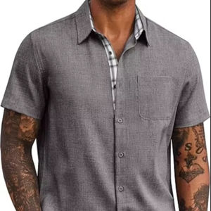 เสื้อเชิ้ตผู้ชายคุณภาพสูง แขนสั้น สไตล์ลำลอง สำหรับฤดูร้อน ชายหาด วันหยุด งานแต่งงาน มีกระเป๋าเสื้อ - Product Image 1