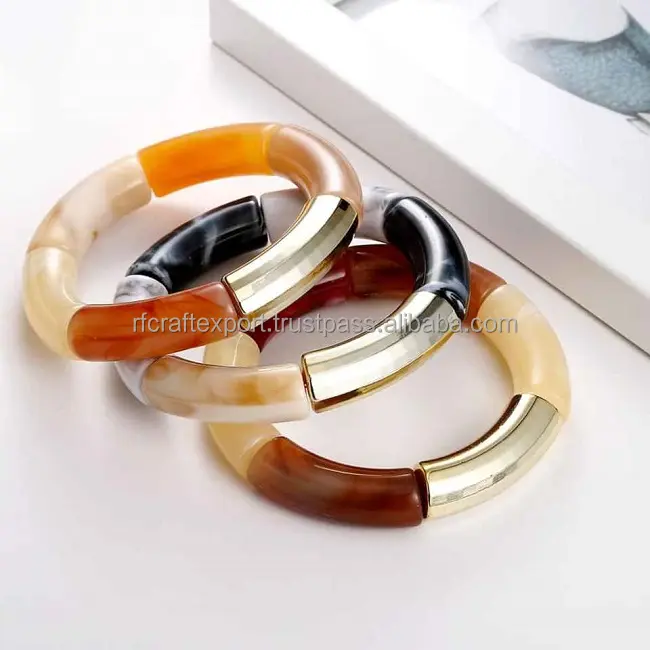 wholesale Trendy Luxury Party Cuff Bangle Chunky transparent Resin Bangles Women Jewelry Coloured bracelet by RF Crafts