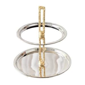 2 Tier Golden Finish Cake Stand Server For Hotel Wedding <b>Birthday</b> <b>Table</b> Top Display Decoration Use Cupcake Muffins Stand - Product Image 2