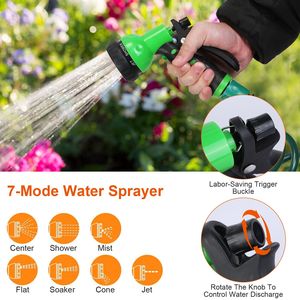 Adattatore per tubo da giardino 3/4' 1/2' con 7 modalità di spruzzatura, tubo dell'acqua flessibile autoavvolgente in EVA per barche e serre - Product Image 2