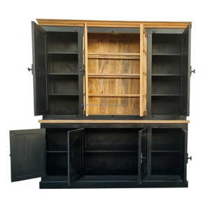 Nouvelle grande vitrine industrielle gamme noire porte en verre élégante et étagère polyvalente meubles de salon faits à la main - Product Image 5