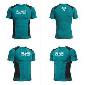 T-shirt de compression à manches courtes pour homme Flair, vert olive, col rond, tricoté en polyester, séchage rapide, coupe sportive - Product Image 1