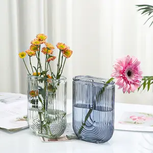 Скандинавская креативная U-образная прозрачная стеклянная ваза, легкое роскошное украшение для гостиной, Цветочная композиция