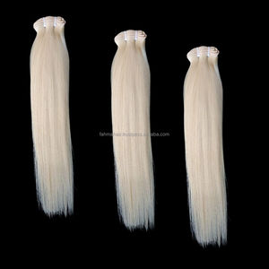 Cheveux blonds en trame 18 pouces 100% humains Remy, cuticules alignées, sans nœuds, lisses, ondulation naturelle, afro, double trame machine, haute qualité - Product Image 4