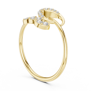Anillo de oro macizo de 14k para mujer con diseño de forma abierta, corte redondo de diamante minimalista, ideal para regalo, compromiso, aniversario, boda. - Product Image 2