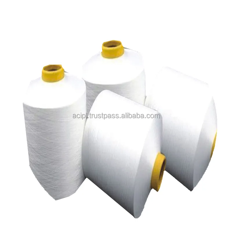 Premium quality NE 20s/1 count single and multi ply polyester yarn cone for making silky look fabric with carton box packing