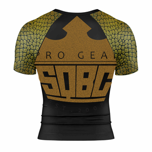 Saqibandco Rashguard ajusté pour homme, imprimé écailles vertes, séchage rapide, manches courtes - Product Image 4