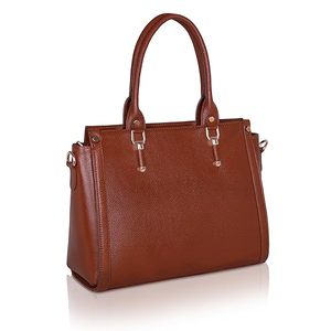 Sac seau en cuir véritable matelassé tissé marron pour femme, fermeture à fermoir, bandoulière réglable, durable et léger - Product Image 1