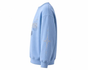 เสื้อสเวตเชิ้ตคอกลมปักลายสีฟ้าอ่อนพรีเมียม ทรงโอเวอร์ไซส์ ใส่ได้ทั้งชายและหญิง สไตล์ลำลองสำหรับฤดูใบไม้ร่วง - Product Image 4
