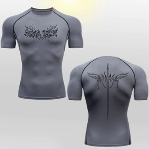 <b>Men</b> Short Sleeve <b>Compression</b> T <b>Shirt</b> Anime Printed Boxing Rash guard Quick Dry Gym Fitness Tight To Stylish UV Sun Protection - Product Image 5