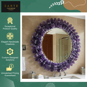 Customized Eco-Friendly Lighted Wall Decor Spiritual Space Centerpiece Natural Agate Stone Frame Luxury Modern Handmade Mirror - Product Image 6