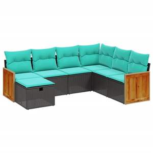 Ensemble de canapés de jardin noir et bleu - Product Image 2