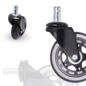 Roulettes de mobilier légères pivotantes de 3 pouces en PU pour chaise de bureau, roulement fluide sur sols en bois dur et moquette - Product Image 3